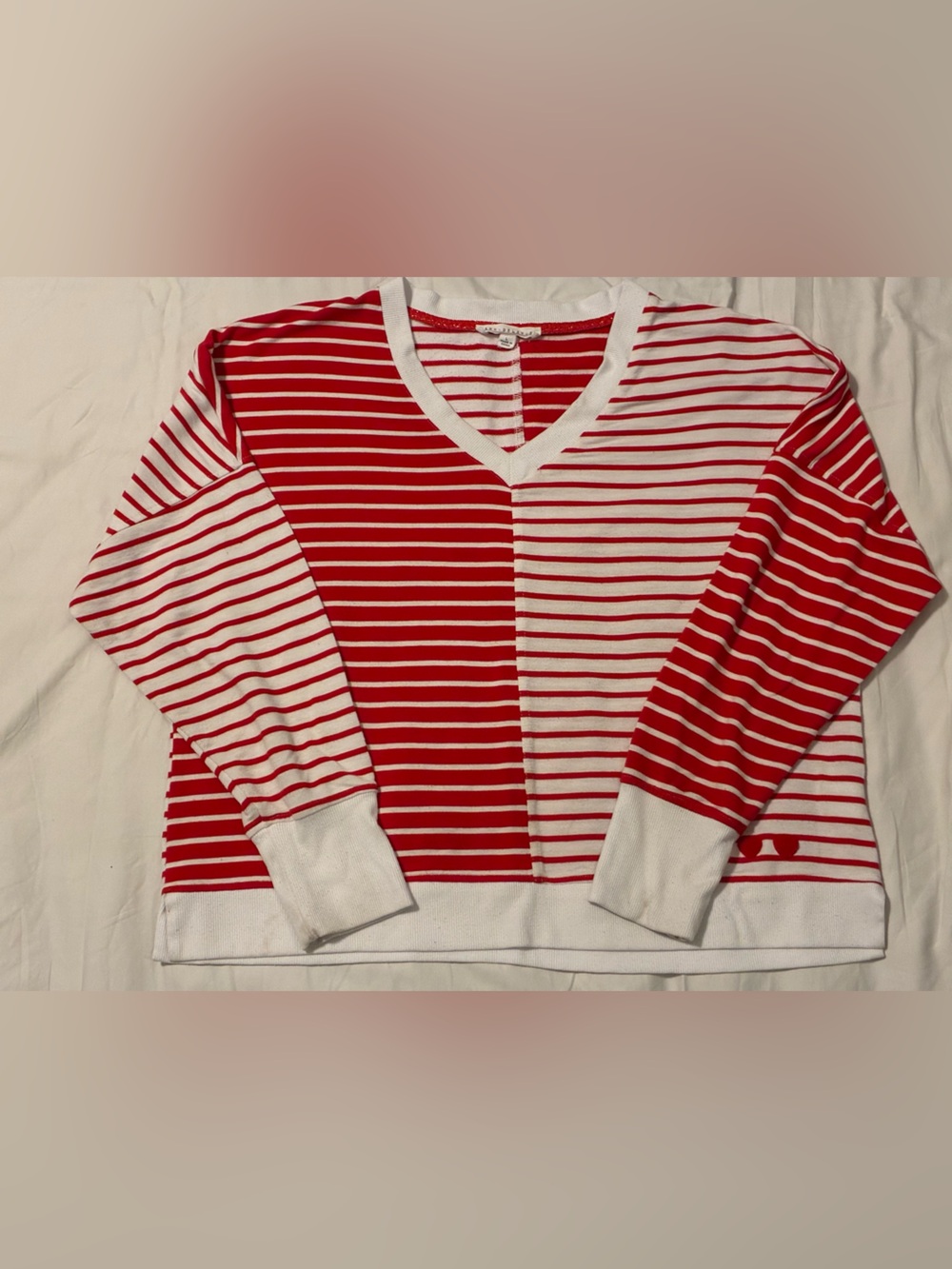 Jane and Delancey Red and White Striped Women's Top